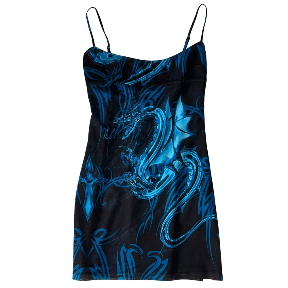 NWT Miaou Anya Mesh Mini Dress in Tattoo Blue